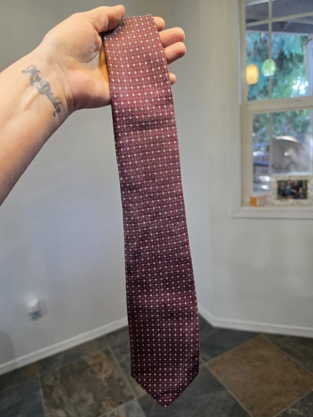 Burberry London Red Geometric Silk Tie Necktie Luxury